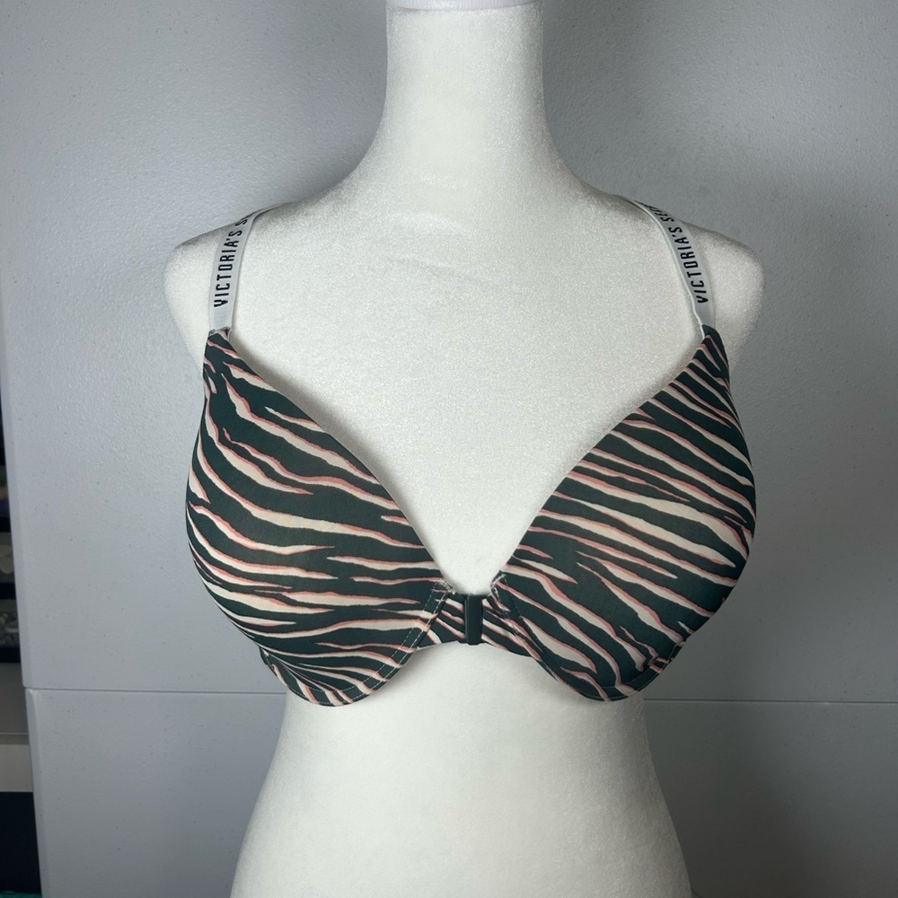 Victoria's Secret Zebra Print Bra - Black and Pink. Size 36DD
